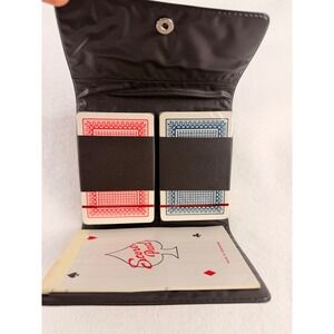 Vintage GTE Travel Bridge Set Brown Case Playing Cards Score Pad Hong Kong